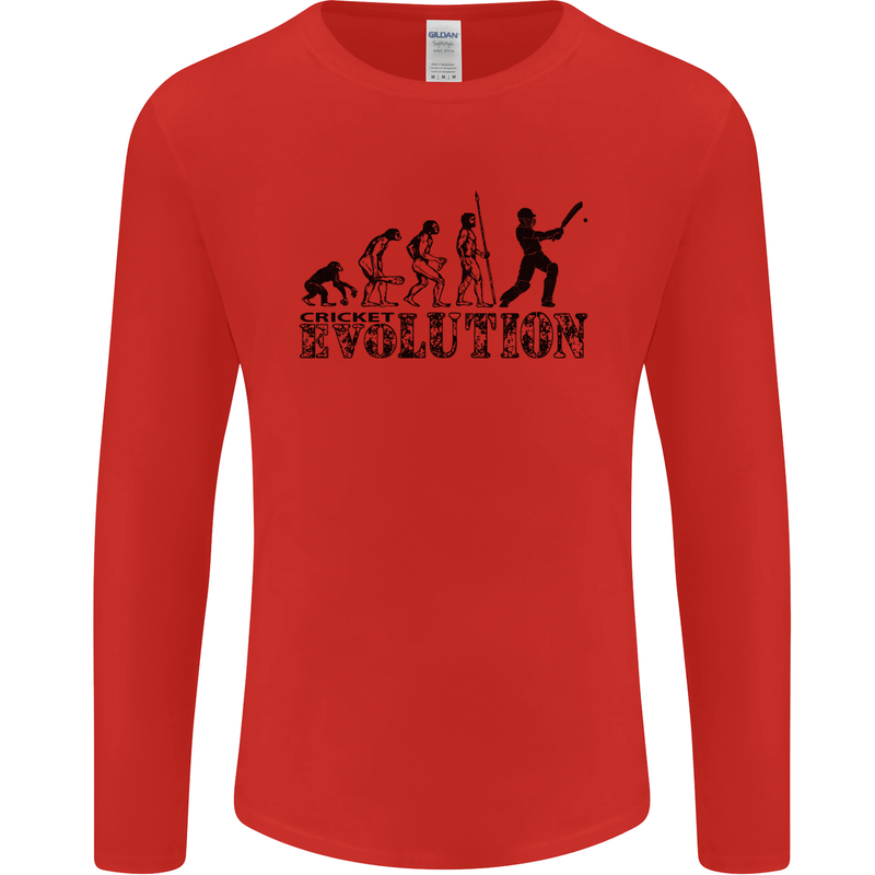 Evolution of a Cricketer Cricket Funny Mens Long Sleeve T-Shirt Red