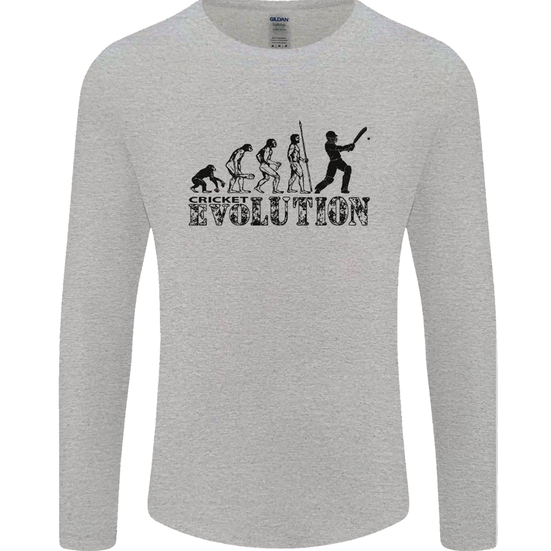 Evolution of a Cricketer Cricket Funny Mens Long Sleeve T-Shirt Sports Grey
