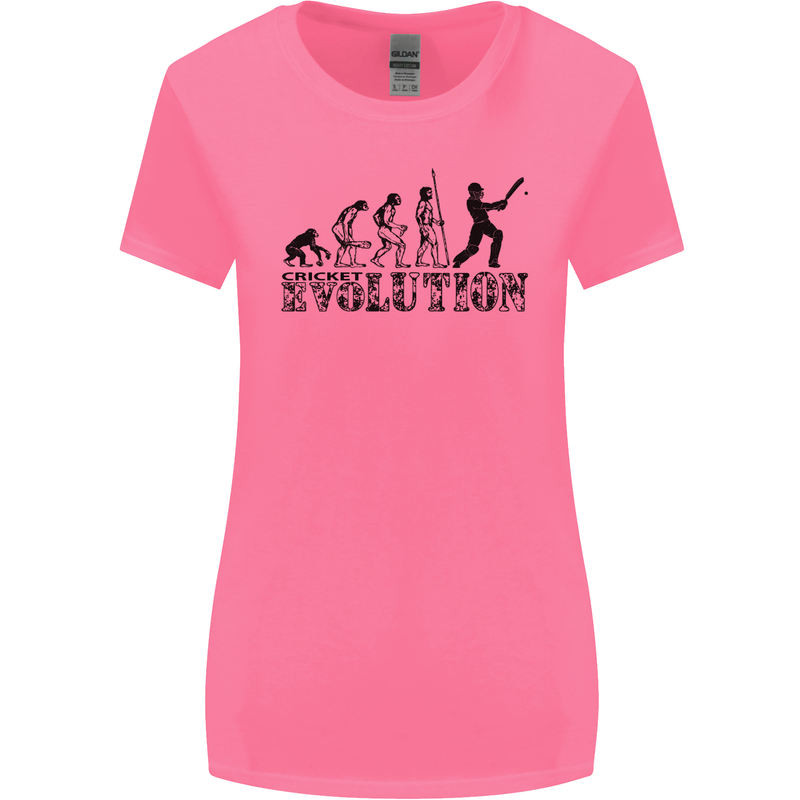 Evolution of a Cricketer Cricket Funny Womens Wider Cut T-Shirt Azalea