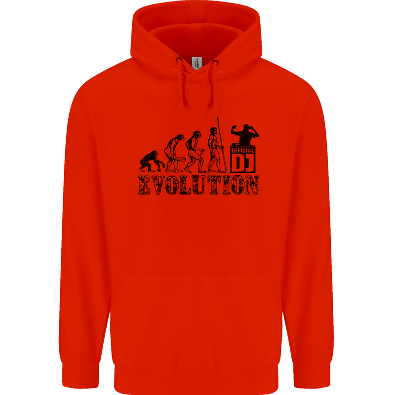 Evolution of a DJ Music DJing Vinyl Decks Childrens Kids Hoodie Bright Red
