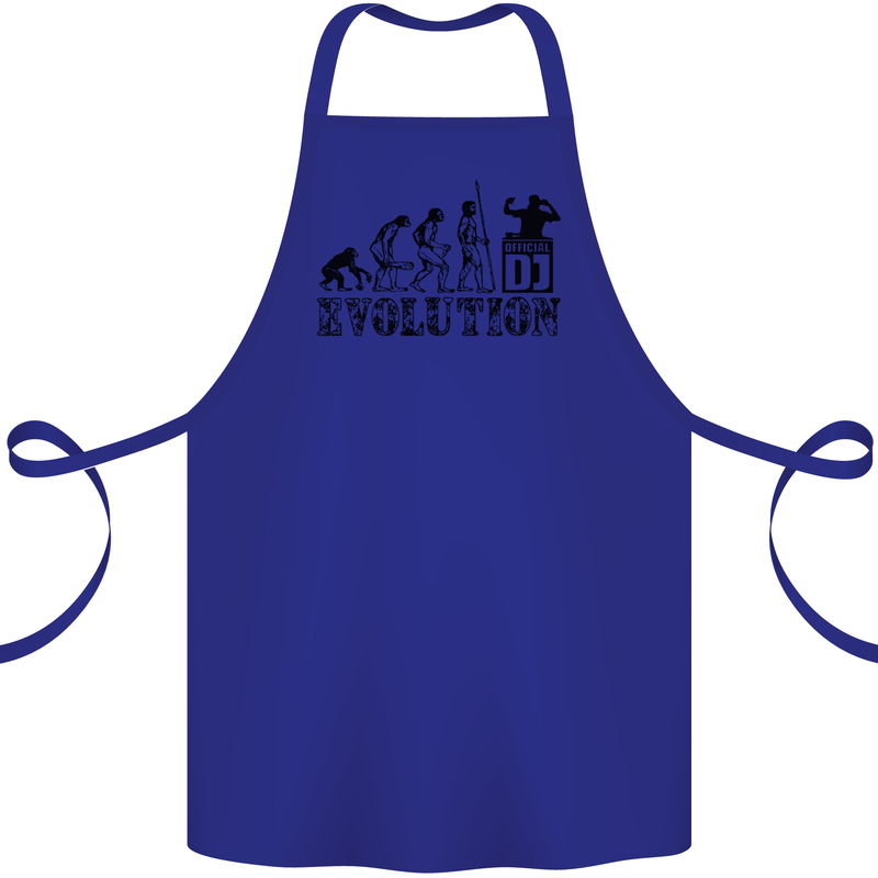 Evolution of a DJ Music DJing Vinyl Decks Cotton Apron 100% Organic Royal Blue