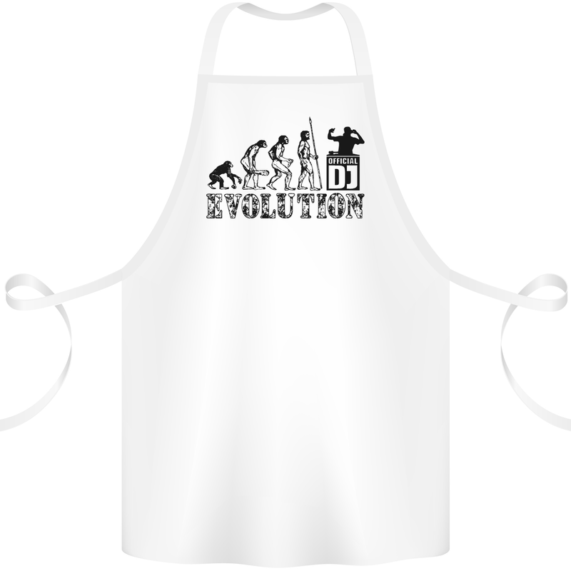 Evolution of a DJ Music DJing Vinyl Decks Cotton Apron 100% Organic White
