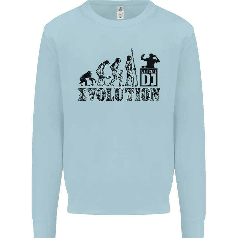 Evolution of a DJ Music DJing Vinyl Decks Kids Sweatshirt Jumper Light Blue