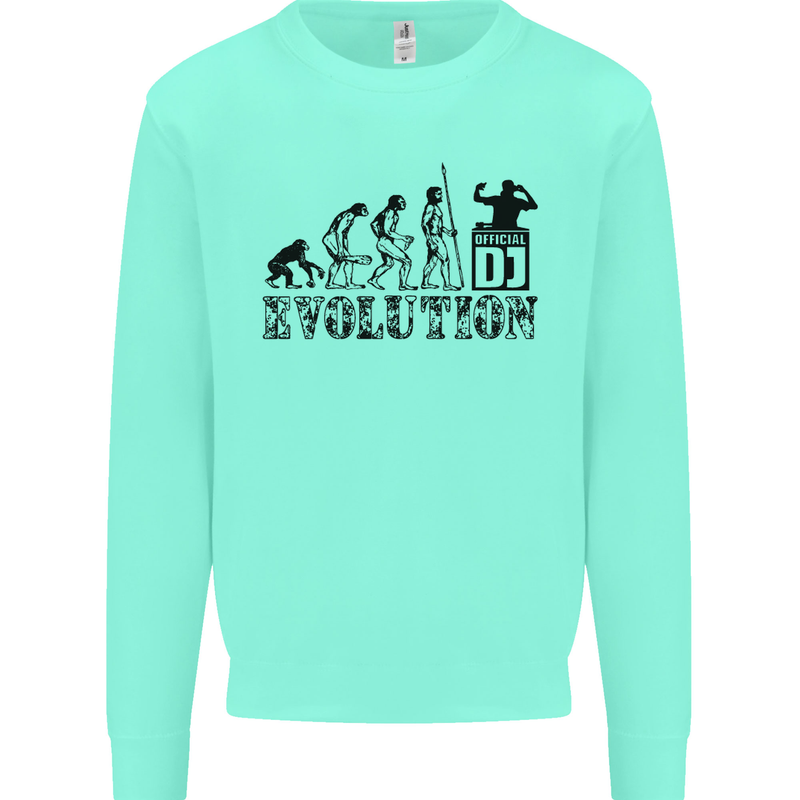 Evolution of a DJ Music DJing Vinyl Decks Kids Sweatshirt Jumper Peppermint