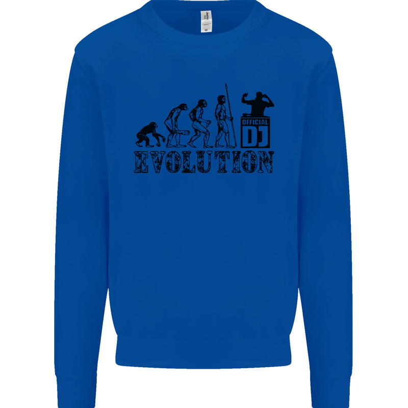 Evolution of a DJ Music DJing Vinyl Decks Kids Sweatshirt Jumper Royal Blue