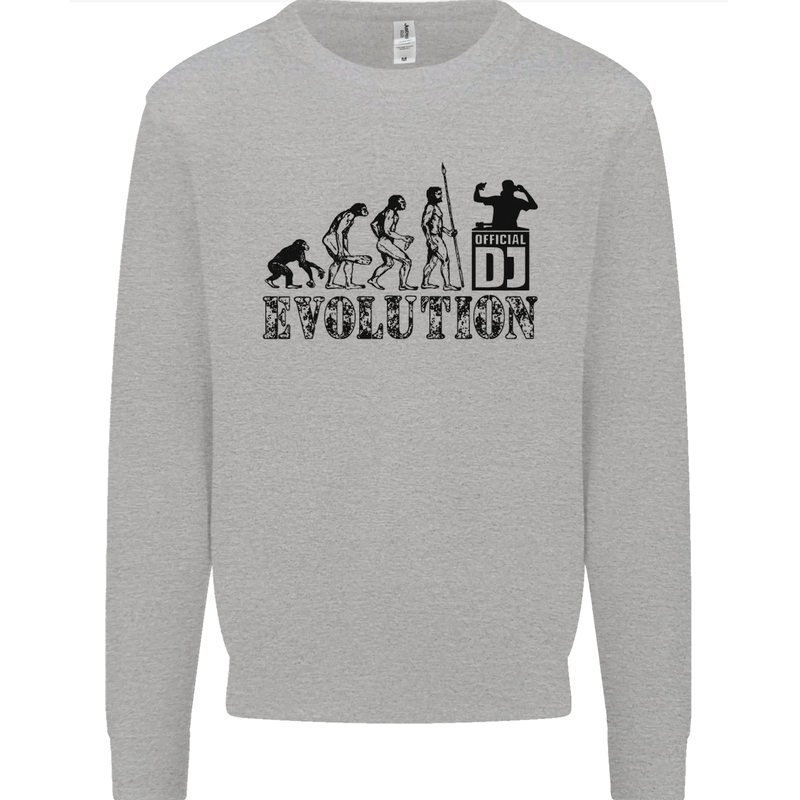 Evolution of a DJ Music DJing Vinyl Decks Kids Sweatshirt Jumper Sports Grey
