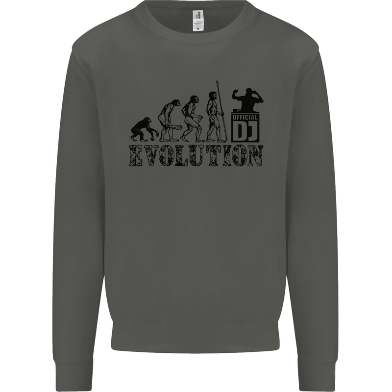 Evolution of a DJ Music DJing Vinyl Decks Kids Sweatshirt Jumper Storm Grey