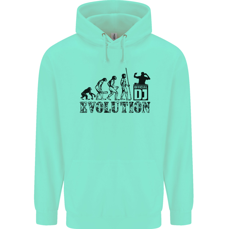 Evolution of a DJ Music DJing Vinyl Decks Mens 80% Cotton Hoodie Peppermint