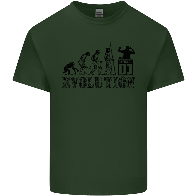 Evolution of a DJ Music DJing Vinyl Decks Mens Cotton T-Shirt Tee Top Forest Green