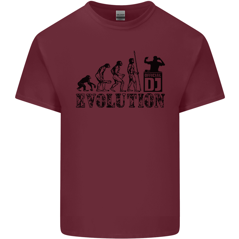 Evolution of a DJ Music DJing Vinyl Decks Mens Cotton T-Shirt Tee Top Maroon