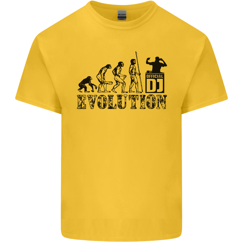 Evolution of a DJ Music DJing Vinyl Decks Mens Cotton T-Shirt Tee Top Yellow