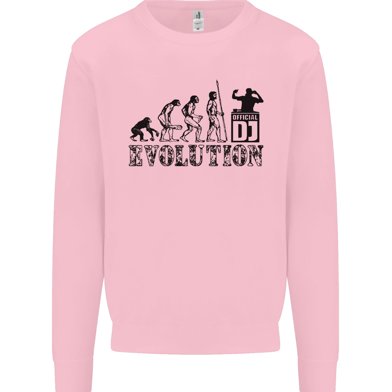 Evolution of a DJ Music DJing Vinyl Decks Mens Sweatshirt Jumper Light Pink