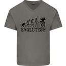 Evolution of a DJ Music DJing Vinyl Decks Mens V-Neck Cotton T-Shirt Charcoal
