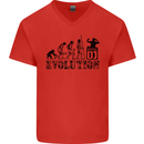 Evolution of a DJ Music DJing Vinyl Decks Mens V-Neck Cotton T-Shirt Red