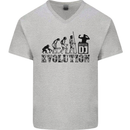 Evolution of a DJ Music DJing Vinyl Decks Mens V-Neck Cotton T-Shirt Sports Grey