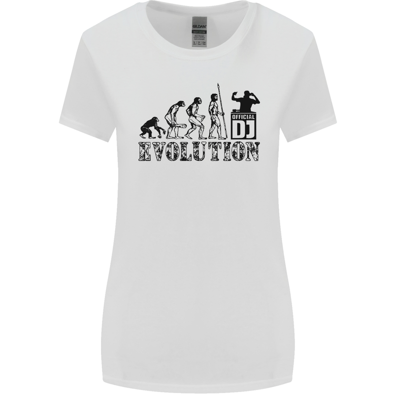 Evolution of a DJ Music DJing Vinyl Decks Womens Wider Cut T-Shirt White