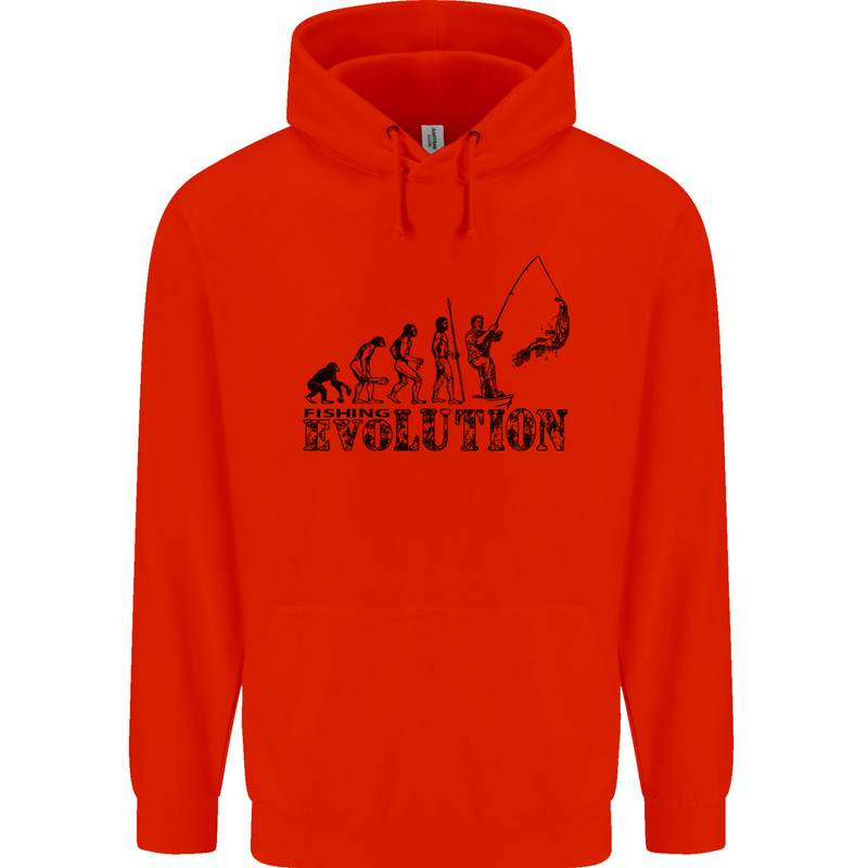 Evolution of a Fisherman Funny Fisherman Childrens Kids Hoodie Bright Red