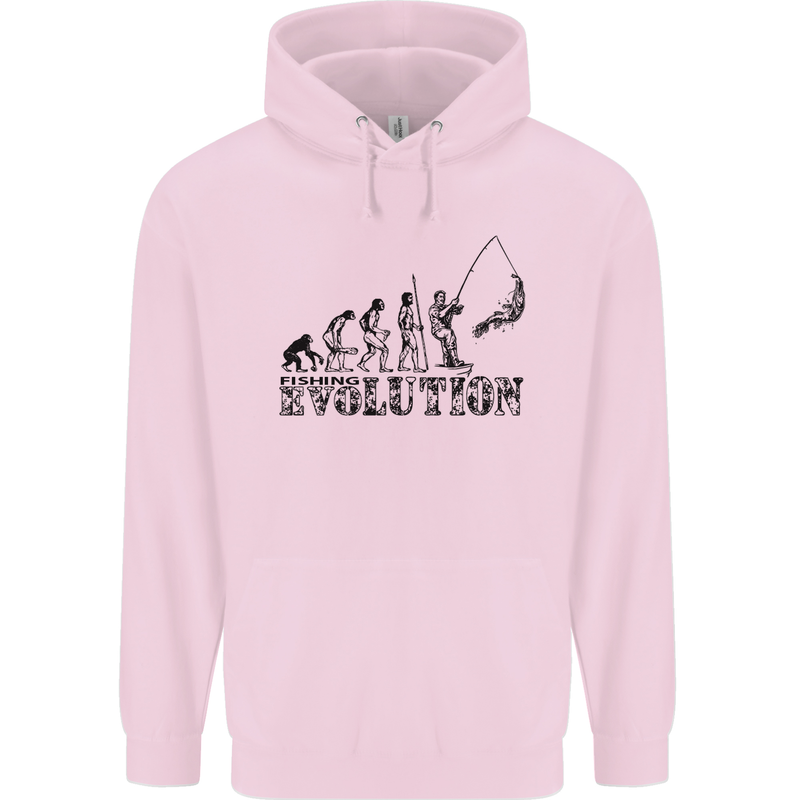 Evolution of a Fisherman Funny Fisherman Childrens Kids Hoodie Light Pink