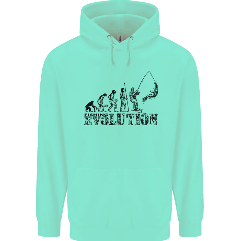 Evolution of a Fisherman Funny Fisherman Childrens Kids Hoodie Peppermint
