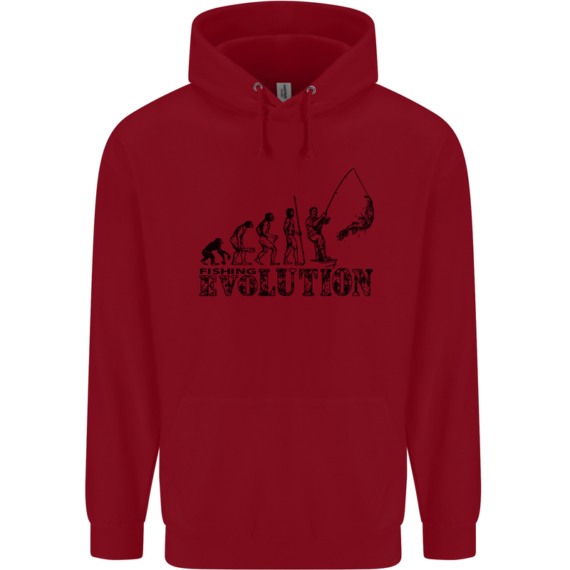 Evolution of a Fisherman Funny Fisherman Childrens Kids Hoodie Red