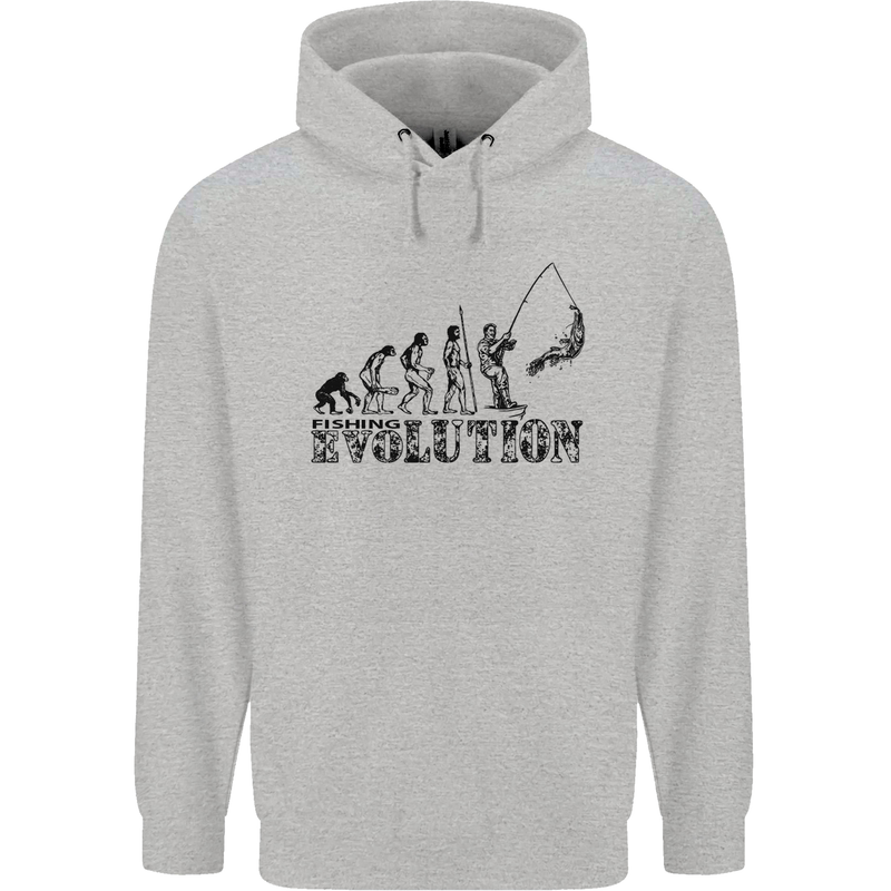 Evolution of a Fisherman Funny Fisherman Childrens Kids Hoodie Sports Grey