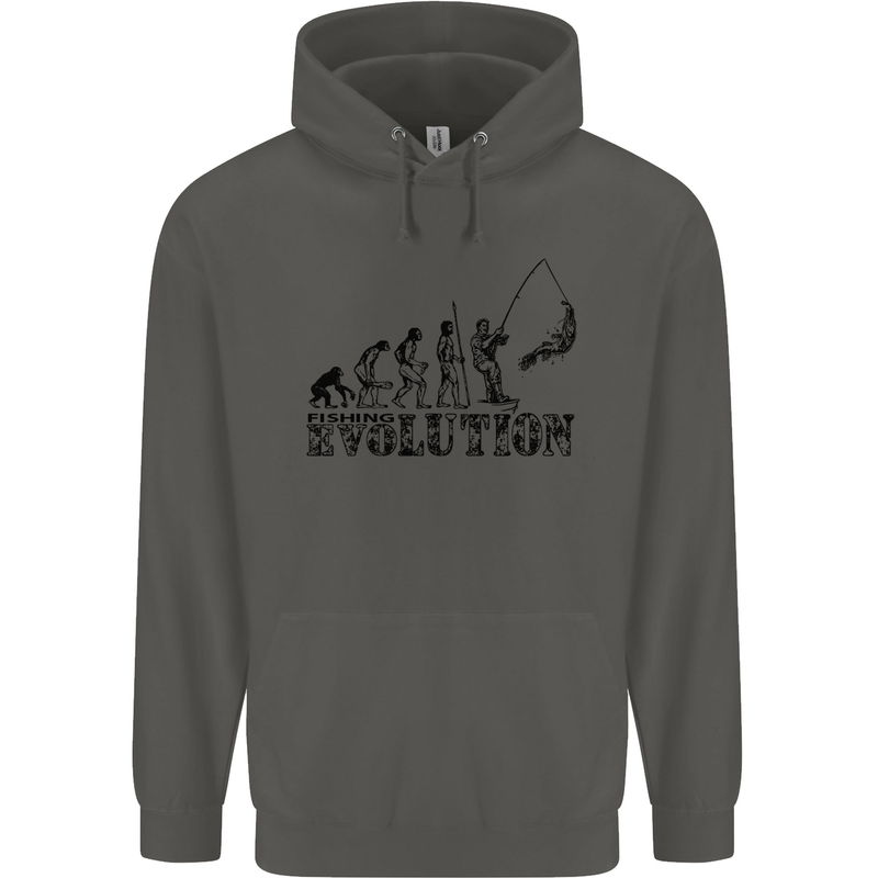 Evolution of a Fisherman Funny Fisherman Childrens Kids Hoodie Storm Grey