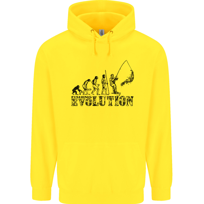 Evolution of a Fisherman Funny Fisherman Childrens Kids Hoodie Yellow