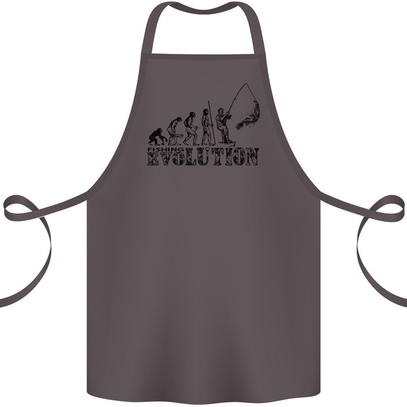 Evolution of a Fisherman Funny Fisherman Cotton Apron 100% Organic Dark Grey
