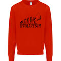 Evolution of a Fisherman Funny Fisherman Kids Sweatshirt Jumper Bright Red