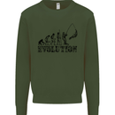 Evolution of a Fisherman Funny Fisherman Kids Sweatshirt Jumper Forest Green