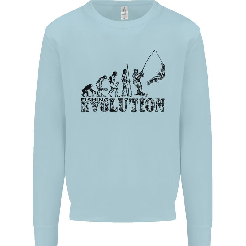 Evolution of a Fisherman Funny Fisherman Kids Sweatshirt Jumper Light Blue