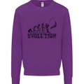 Evolution of a Fisherman Funny Fisherman Kids Sweatshirt Jumper Purple