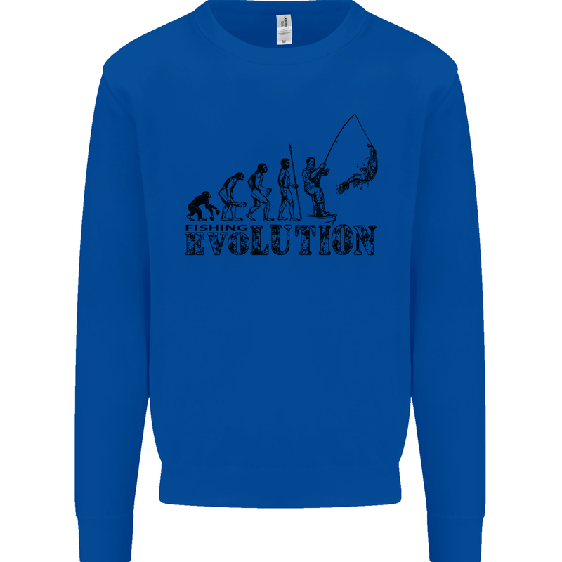 Evolution of a Fisherman Funny Fisherman Kids Sweatshirt Jumper Royal Blue