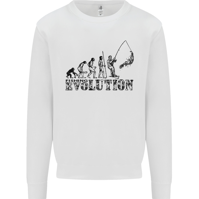 Evolution of a Fisherman Funny Fisherman Kids Sweatshirt Jumper White