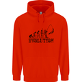 Evolution of a Fisherman Funny Fisherman Mens 80% Cotton Hoodie Bright Red