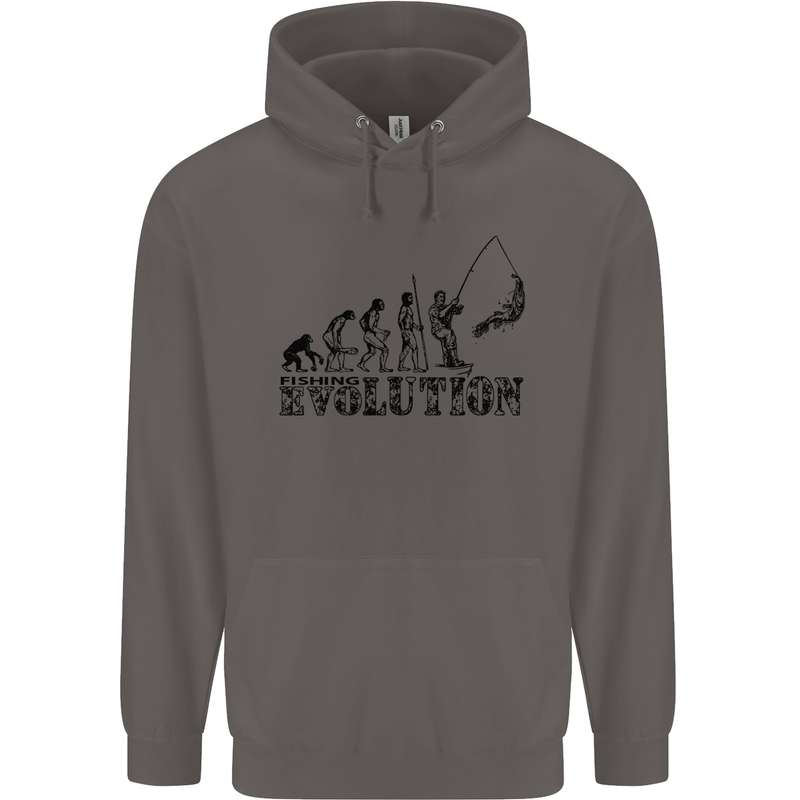 Evolution of a Fisherman Funny Fisherman Mens 80% Cotton Hoodie Charcoal