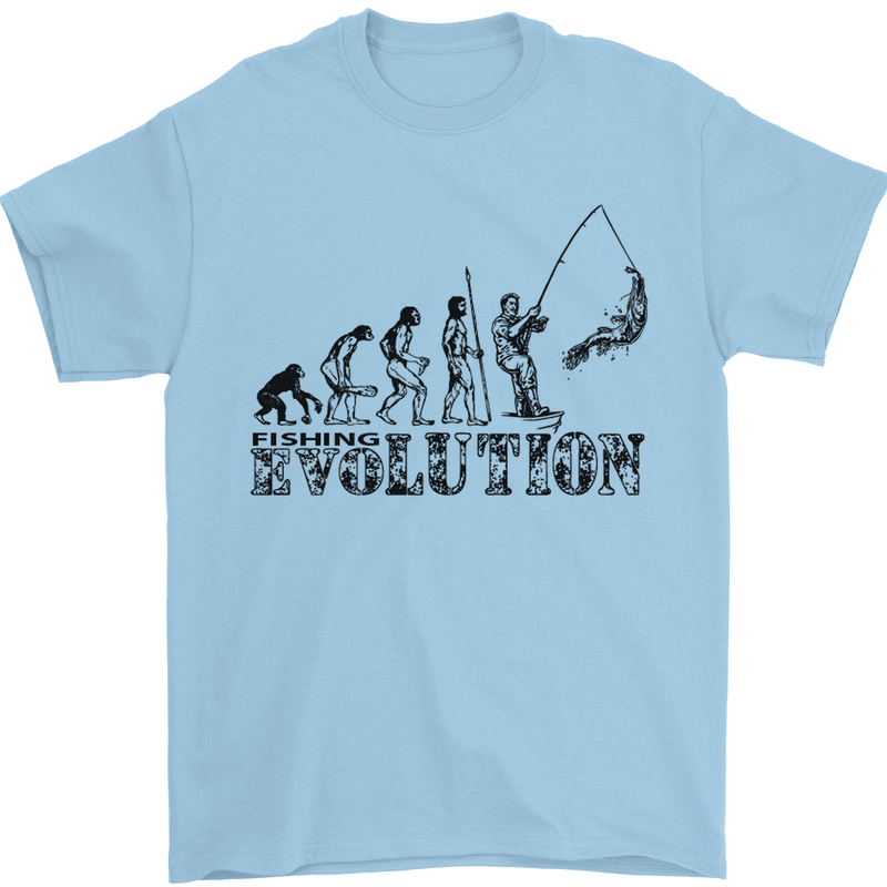 Evolution of a Fisherman Funny Fisherman Mens T-Shirt Cotton Gildan Light Blue
