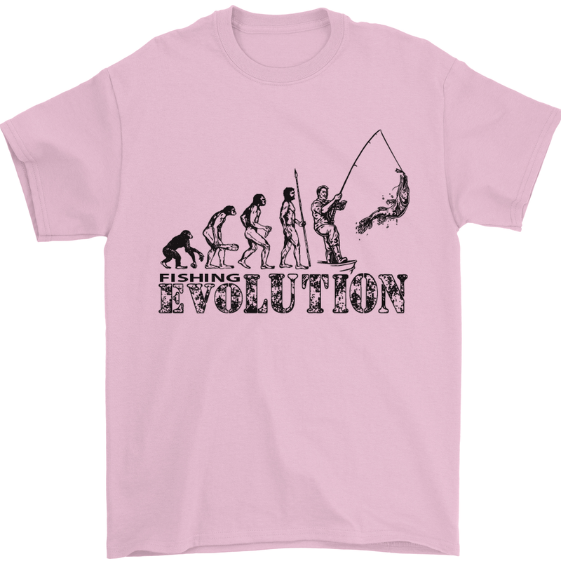 Evolution of a Fisherman Funny Fisherman Mens T-Shirt Cotton Gildan Light Pink