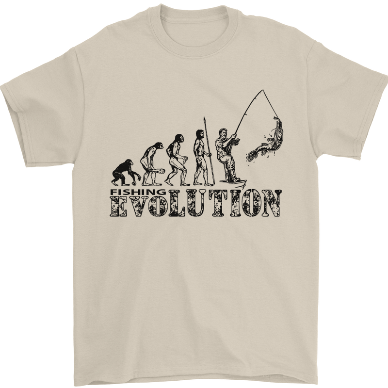 Evolution of a Fisherman Funny Fisherman Mens T-Shirt Cotton Gildan Sand