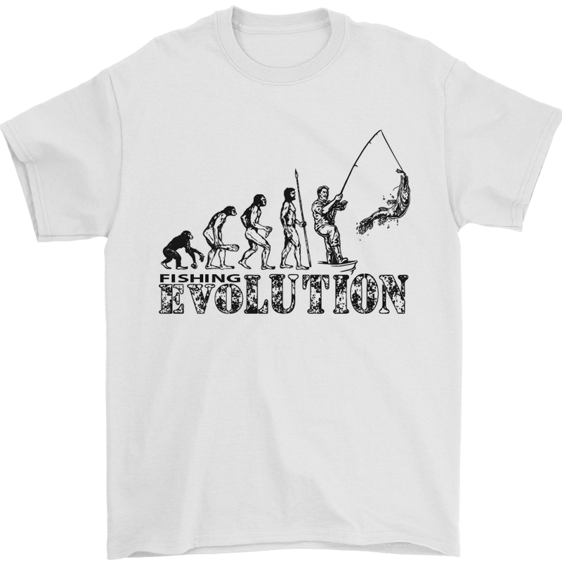 Evolution of a Fisherman Funny Fisherman Mens T-Shirt Cotton Gildan White
