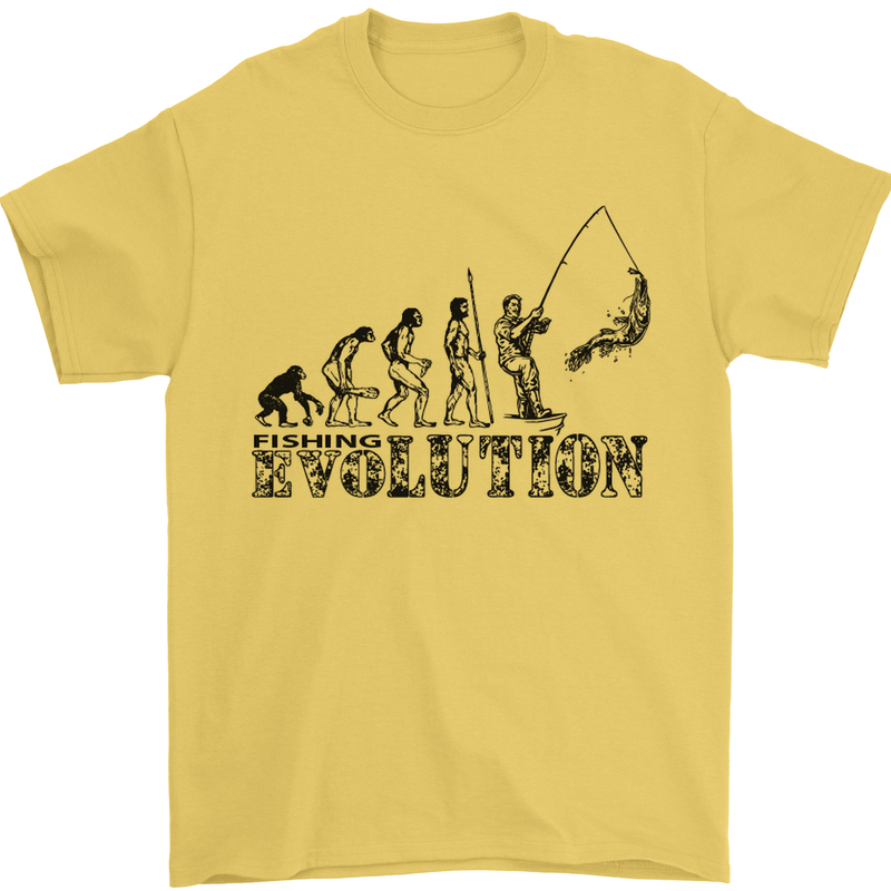 Evolution of a Fisherman Funny Fisherman Mens T-Shirt Cotton Gildan Yellow