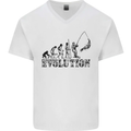 Evolution of a Fisherman Funny Fisherman Mens V-Neck Cotton T-Shirt White
