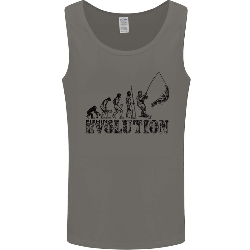 Evolution of a Fisherman Funny Fisherman Mens Vest Tank Top Sports Grey