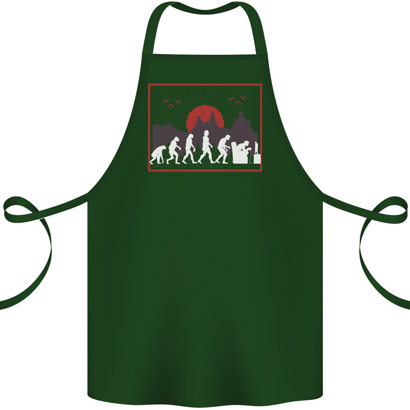 Evolution of a Gamer Gaming Video Games Cotton Apron 100% Organic Forest Green
