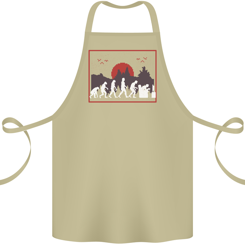 Evolution of a Gamer Gaming Video Games Cotton Apron 100% Organic Khaki