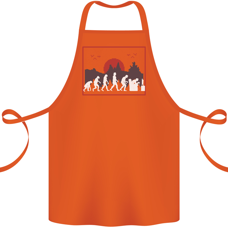 Evolution of a Gamer Gaming Video Games Cotton Apron 100% Organic Orange