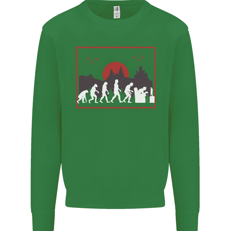 Evolution of a Gamer Gaming Video Games Kids Sweatshirt Jumper Irish Green
