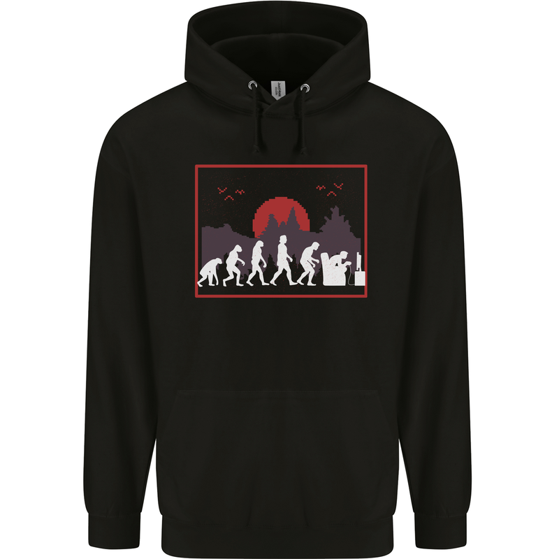 Evolution of a Gamer Gaming Video Games Mens 80% Cotton Hoodie Black