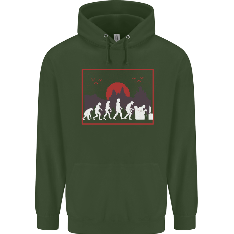 Evolution of a Gamer Gaming Video Games Mens 80% Cotton Hoodie Forest Green