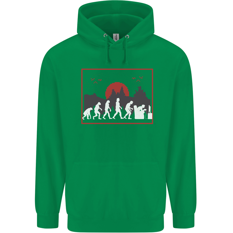 Evolution of a Gamer Gaming Video Games Mens 80% Cotton Hoodie Irish Green
